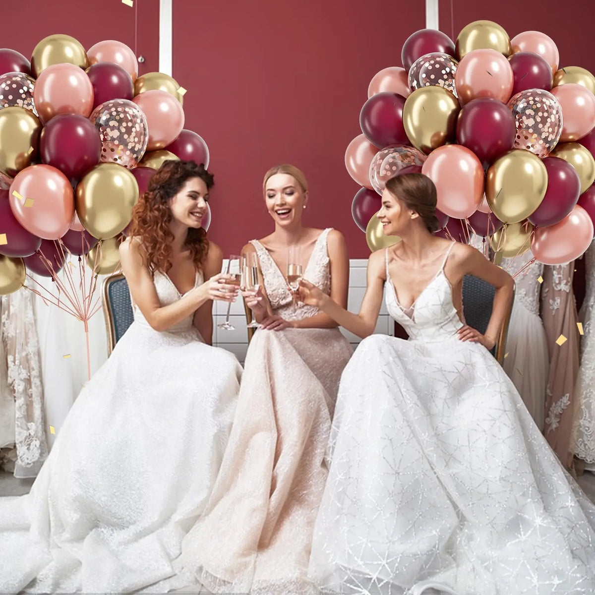 Ballons Mariage Bordeaux Or Rose