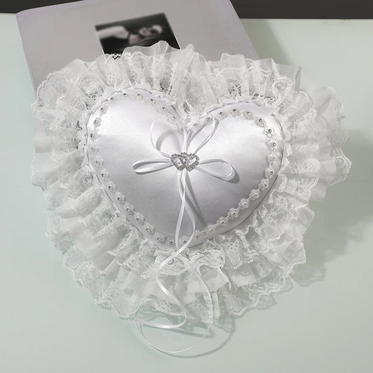 Coussin Alliance Cœur Dentelle Romantique