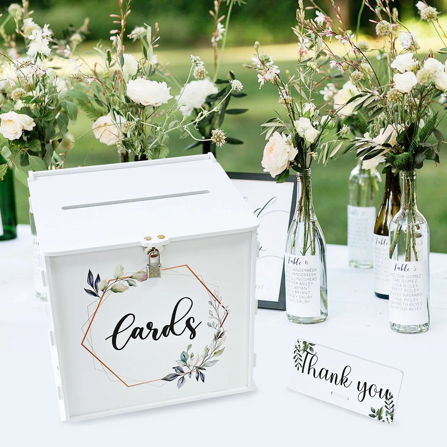 Urne mariage blanche eucalyptus à enveloppes