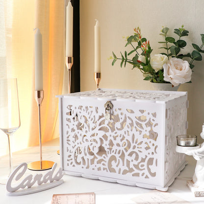Urne mariage blanche ajourée avec cadenas