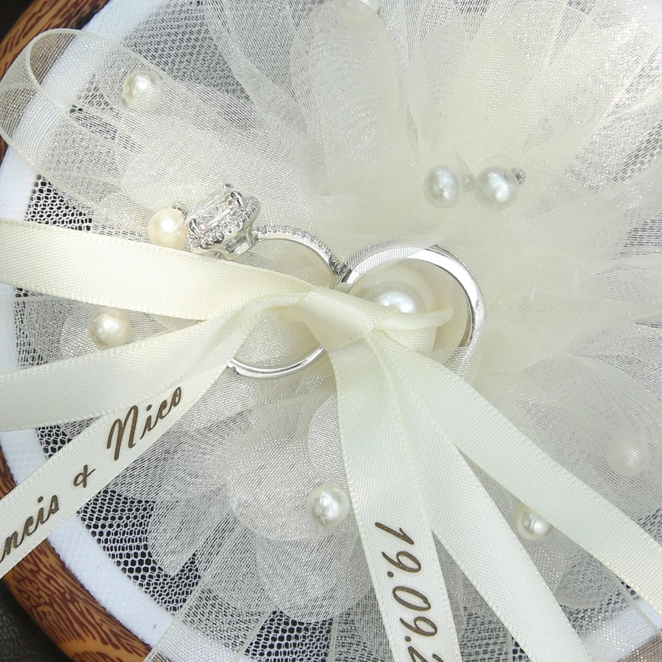 Porte alliance cerceau tulle et perles