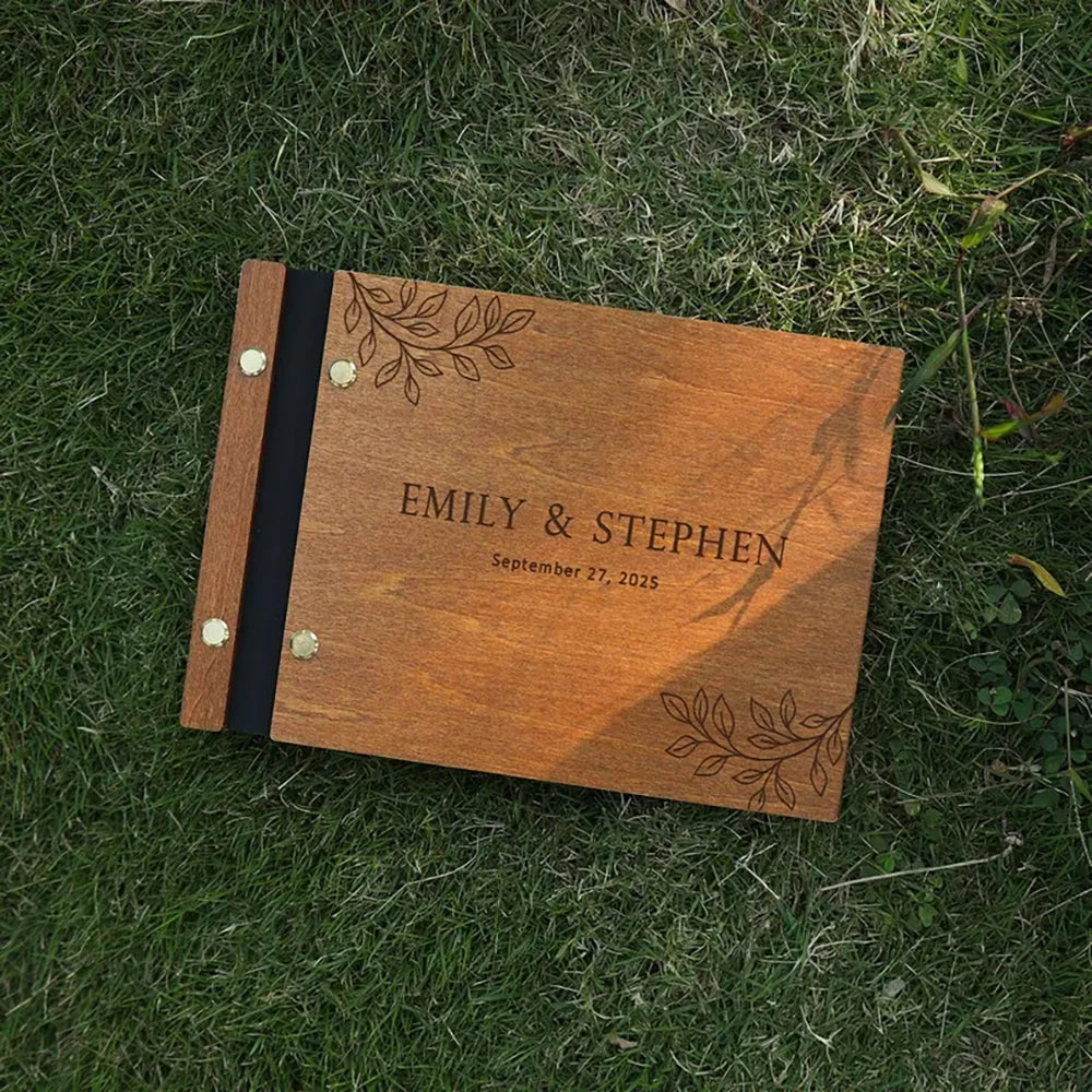 Livre d'Or Mariage Bois Personnalisé Gravé