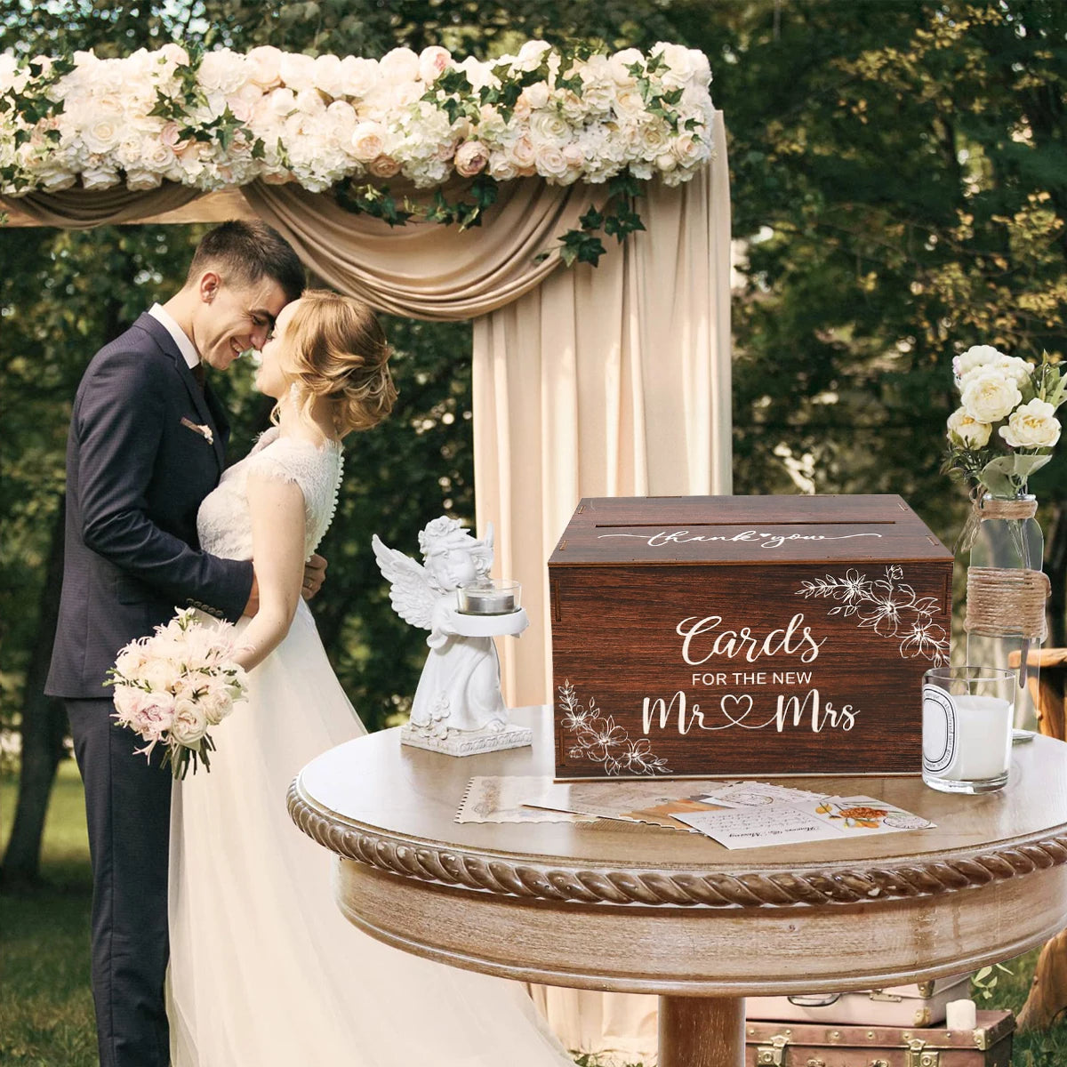 Urne mariage bois à fenêtre transparente