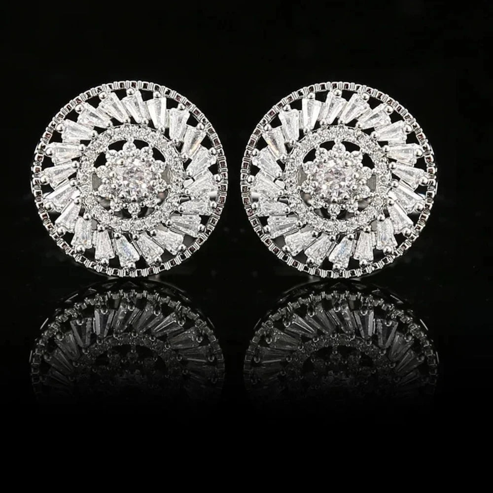 Boutons de manchette mariage rosace zircon — vue 2