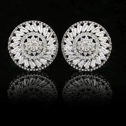 Boutons de manchette mariage rosace zircon — vue 2