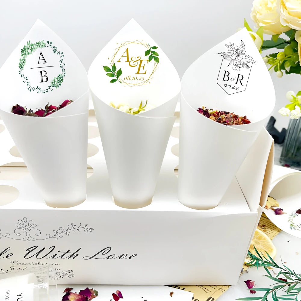 Cônes à confettis mariage personnalisés
