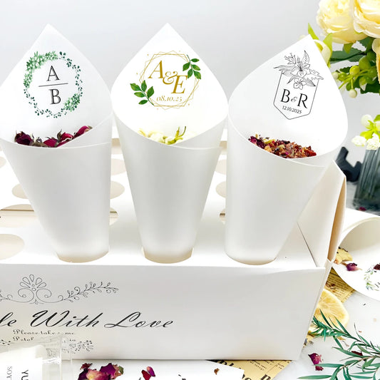 Cônes à confettis mariage personnalisés