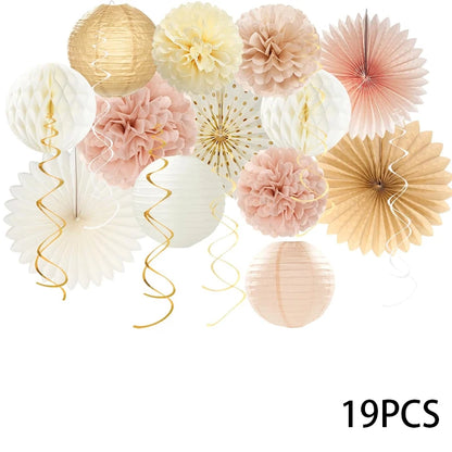 Décoration EVJF Pompons Rosaces Lanternes