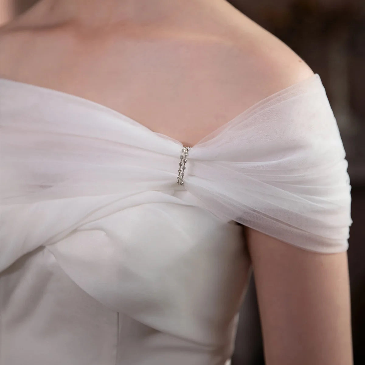 Étole Mariée Tulle Épaules Dénudées
