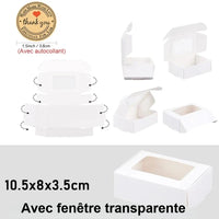 Boîte Cadeau Invité Mariage en Papier Kraft — 10,5 × 8 cm Blanc, avec fenêtre