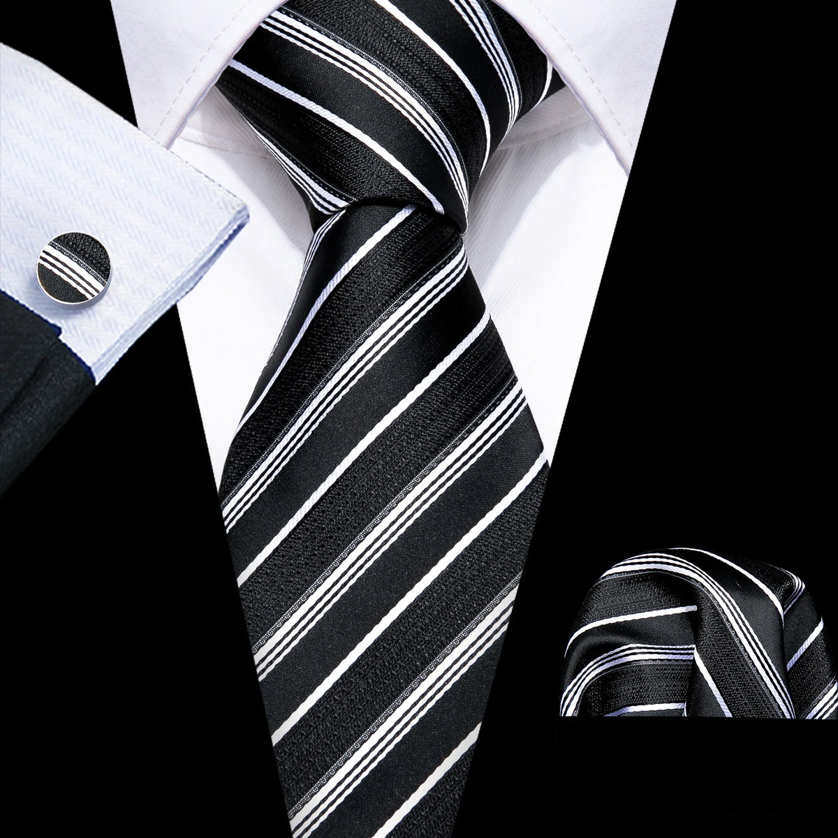 Cravate Mariage Homme Pochette et Manchettes — vue 21