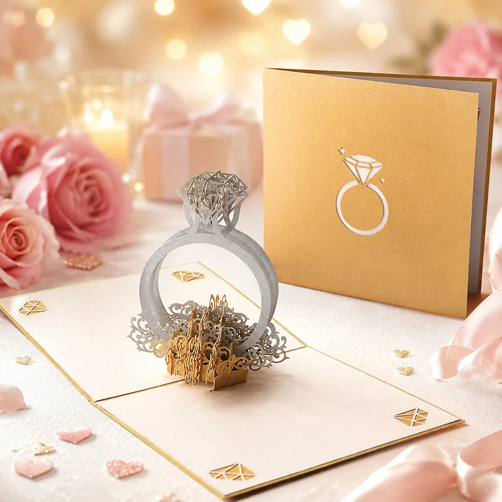 Carte Pop-Up 3D Fleurs et Mariage
