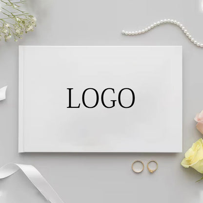 Livre d'or mariage luxe blanc album photo — Logo Personnalisé