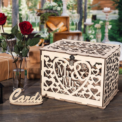 Urne Mariage en Bois avec Cadenas et Clé — vue 2