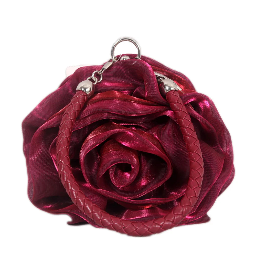 Sac pochette mariée fleur de rose