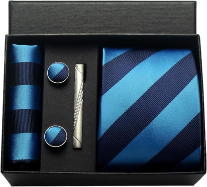 Coffret Cravate Mariage 8 cm Pochette Pince et Manchettes