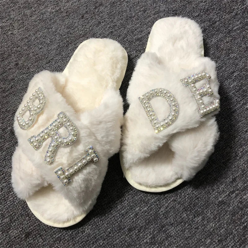 Chaussons Mariée en Fausse Fourrure