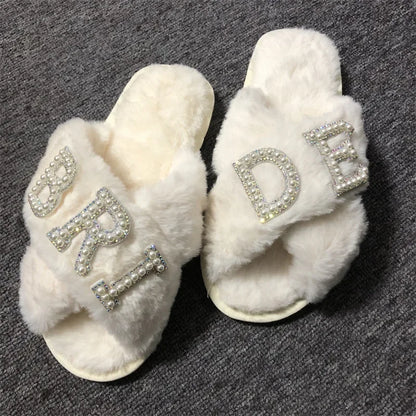 Chaussons Mariée en Fausse Fourrure