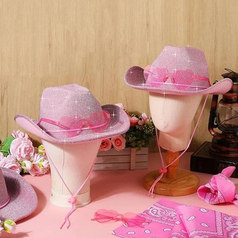 Chapeau Cowboy EVJF Pailleté 3 Pièces