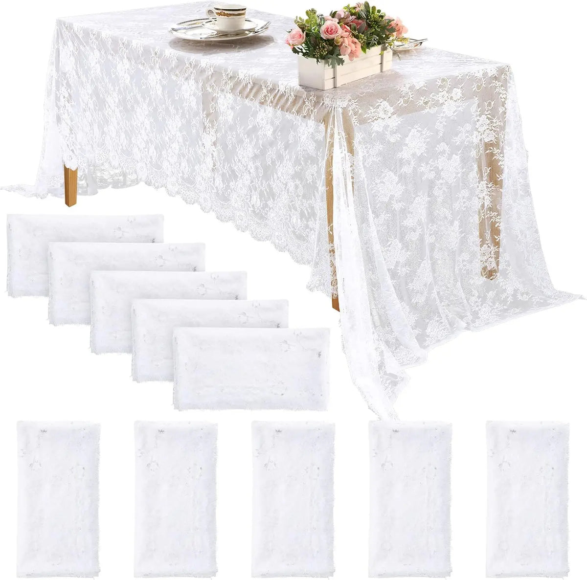 Nappe Dentelle Rectangulaire Roses