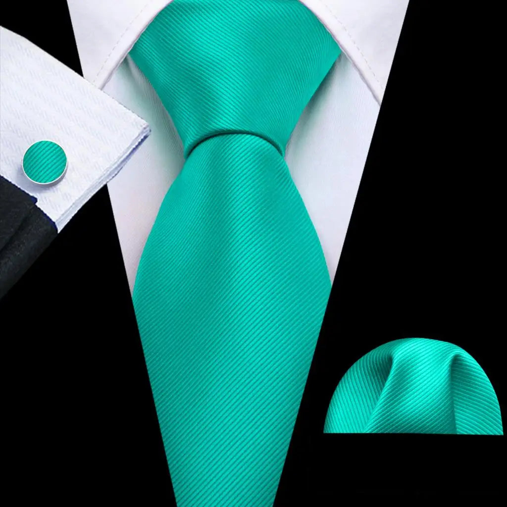 Cravate Mariage Homme Verte Pochette Boutons de Manchette