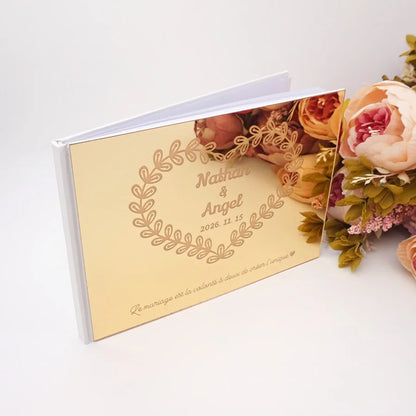 Livre d'Or Mariage Miroir Personnalisé Format Paysage 25x18 cm