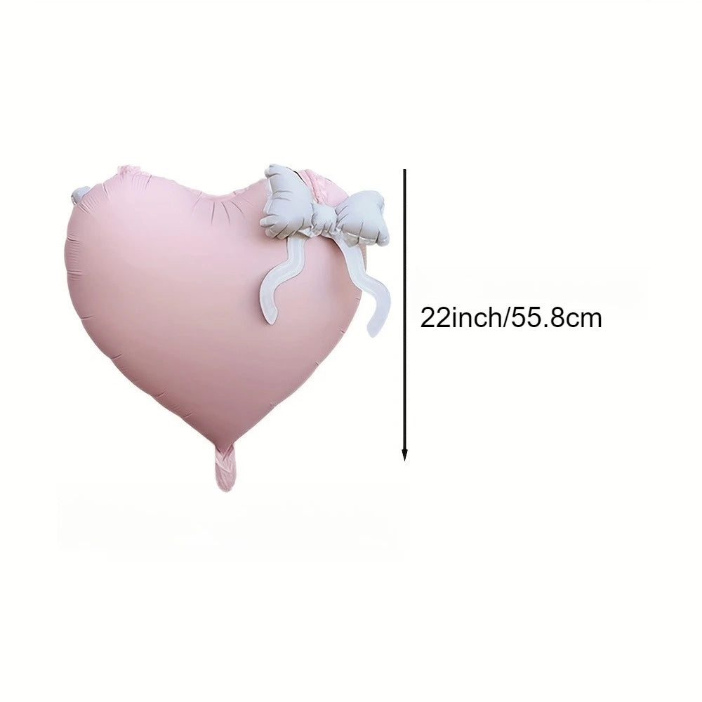 Ballon Cœur Mariage Rose avec Nœud — vue 3