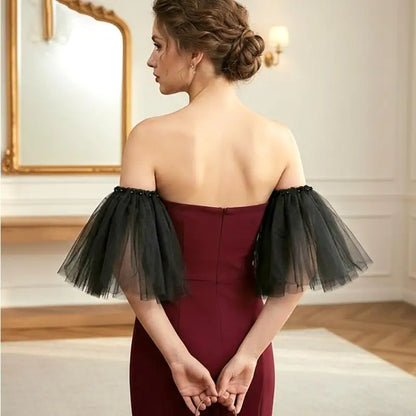 Manches amovibles mariée en tulle noir