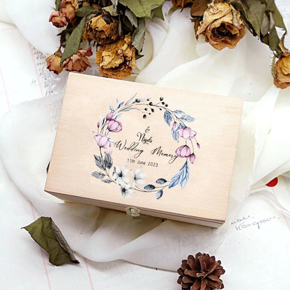 Boîte souvenir mariage couronne florale personnalisée