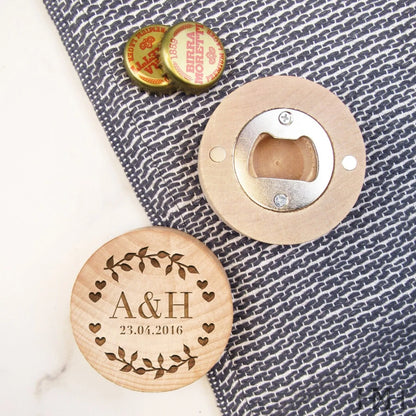 Décapsuleur bois personnalisé cadeau invité mariage