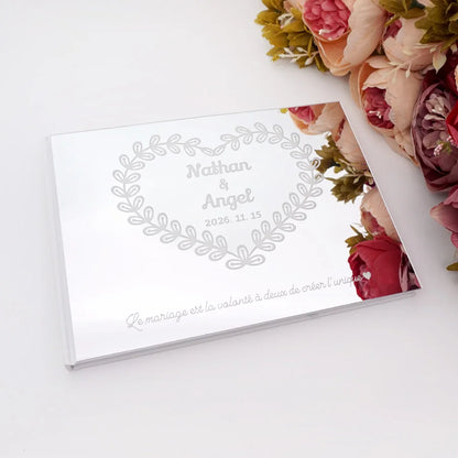 Livre d'Or Mariage Miroir Personnalisé Format Paysage 25x18 cm