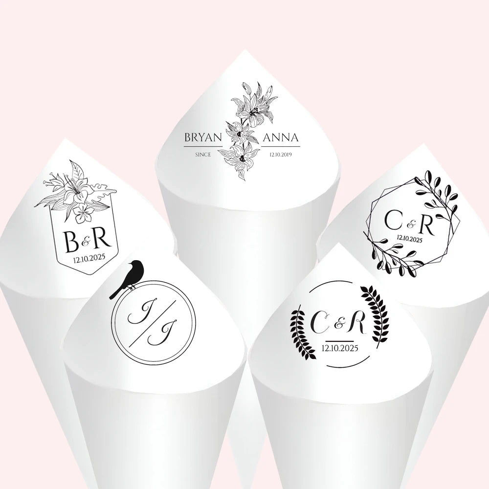 Cônes à confettis mariage personnalisés
