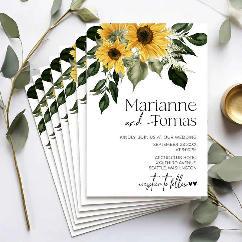 Faire-Part Mariage Tournesol Personnalisé