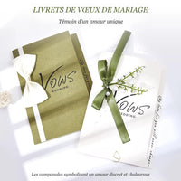 Duo de carnets de vœux mariage minimalistes — Vert Olive et Blanc