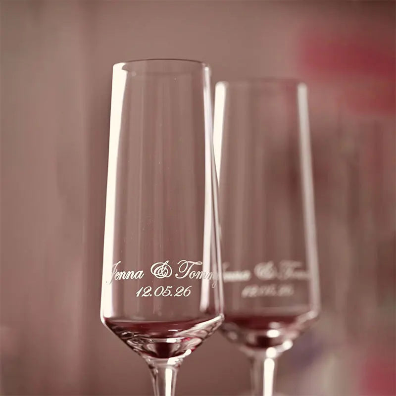 Verre champagne gravé prénoms mariage