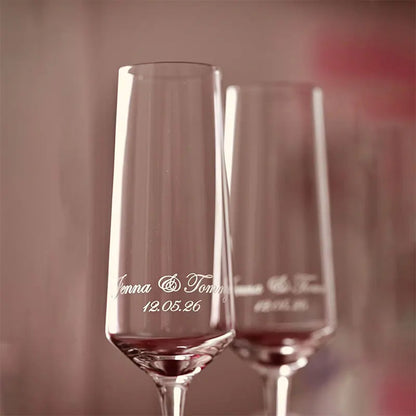 Verre champagne gravé prénoms mariage