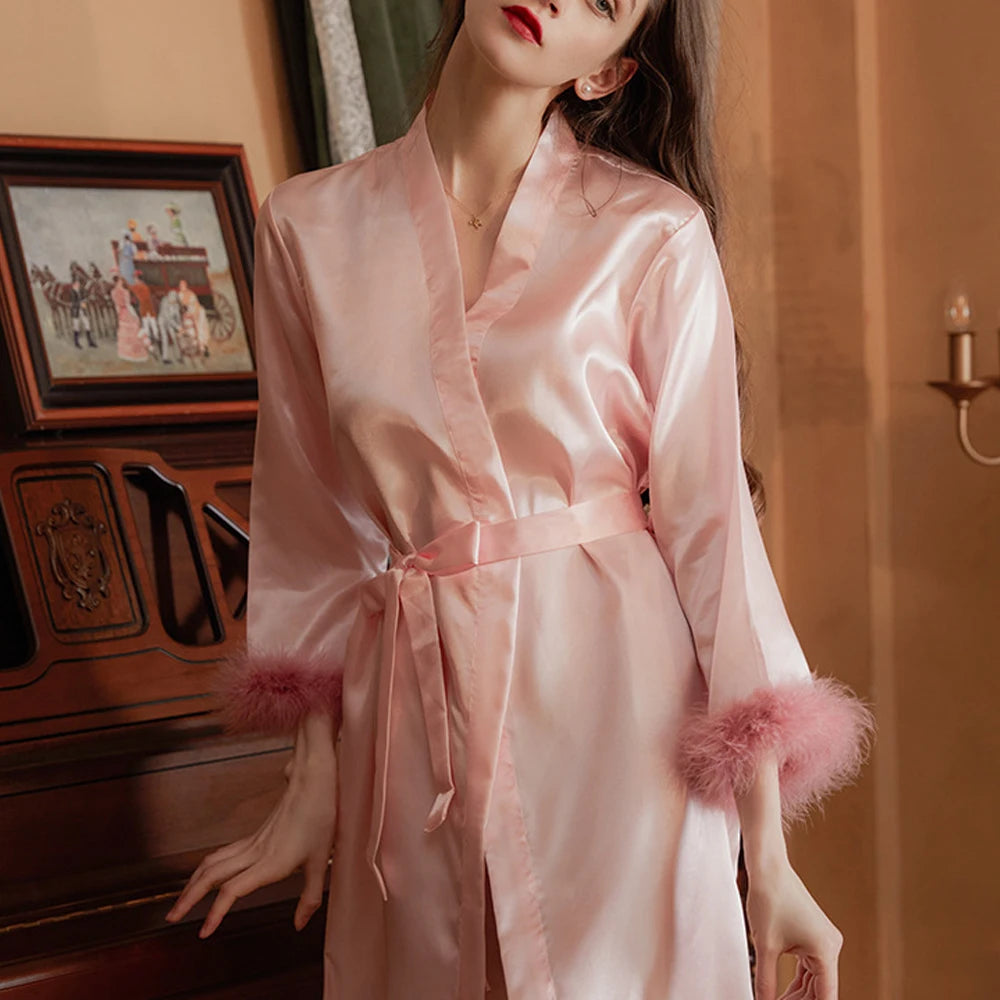 Peignoir Mariée Brodé à Plumes — vue 12