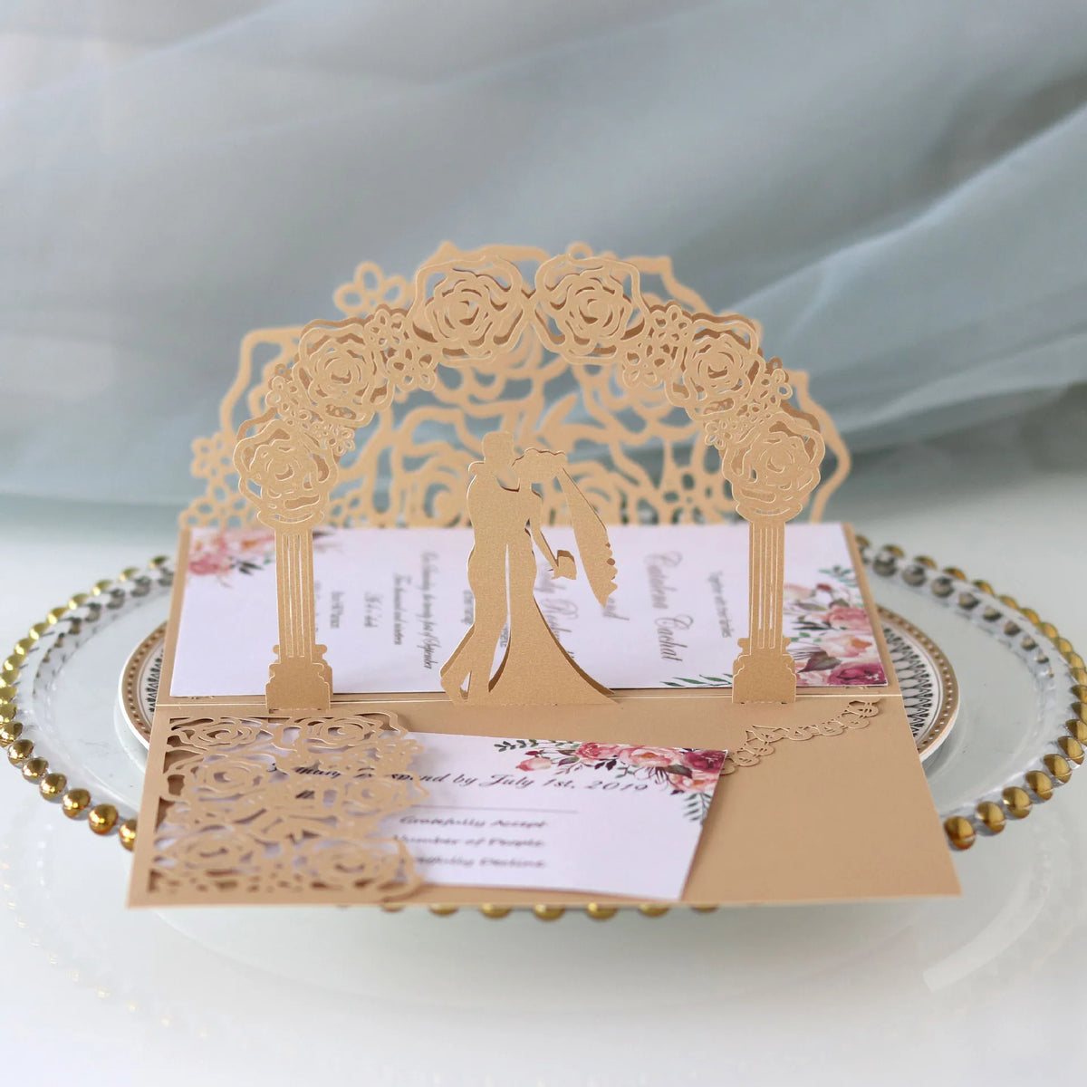Faire-Part Mariage 3D Arche de Roses — vue 12