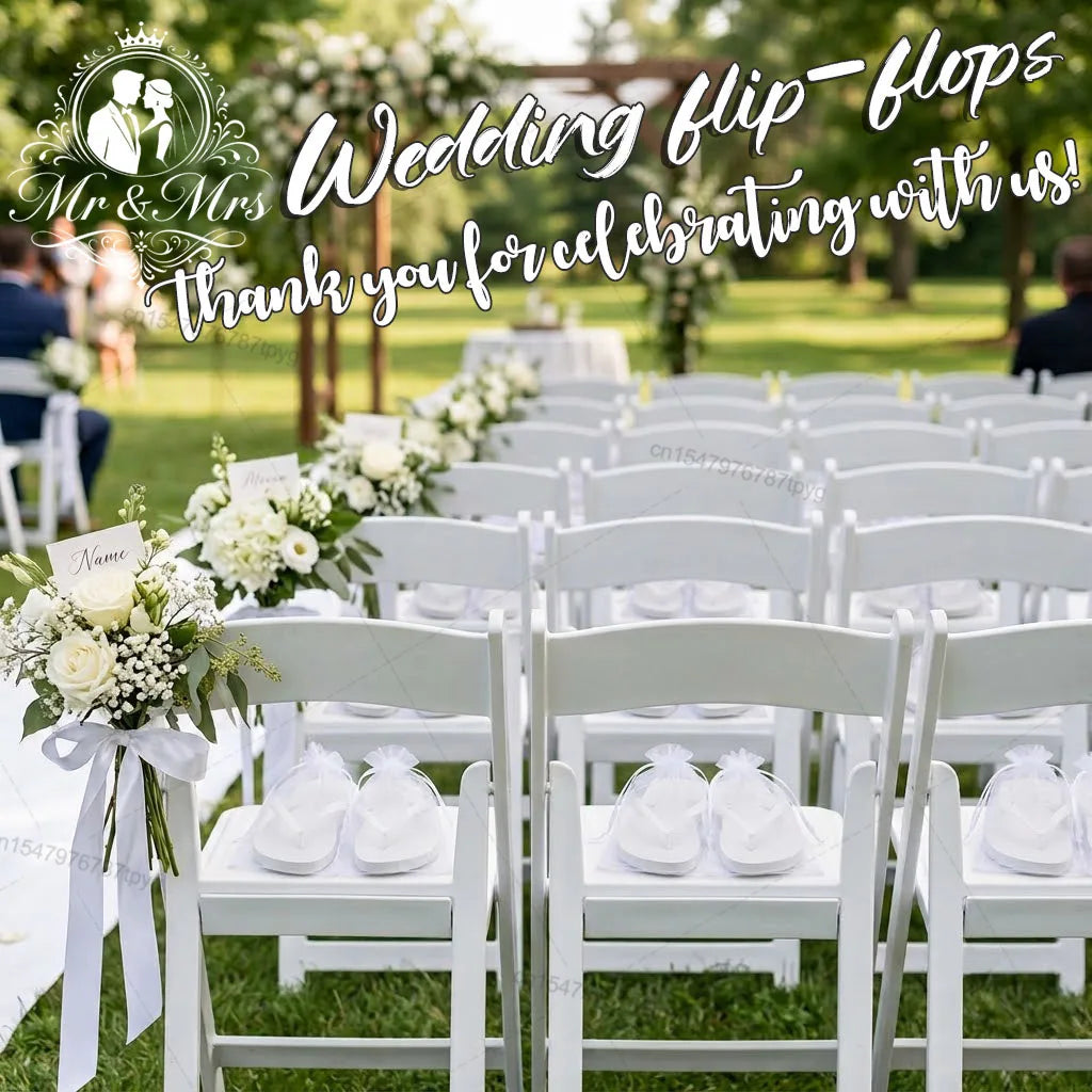 Lot de tongs blanches mariage