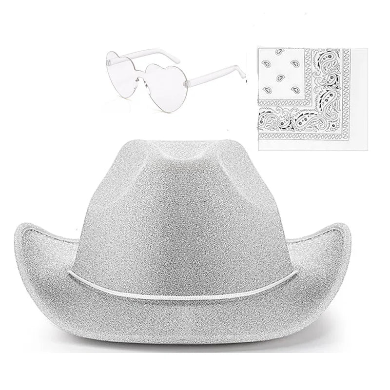 Chapeau Cowboy EVJF Pailleté 3 Pièces