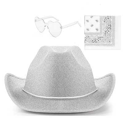 Chapeau Cowboy EVJF Pailleté 3 Pièces