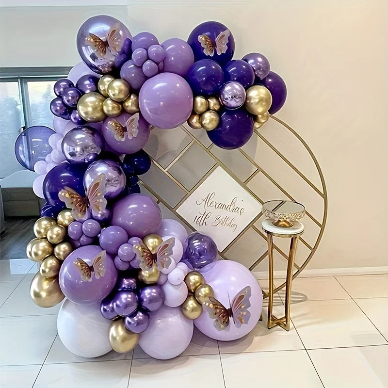 Arche Ballon Mariage Violet Doré