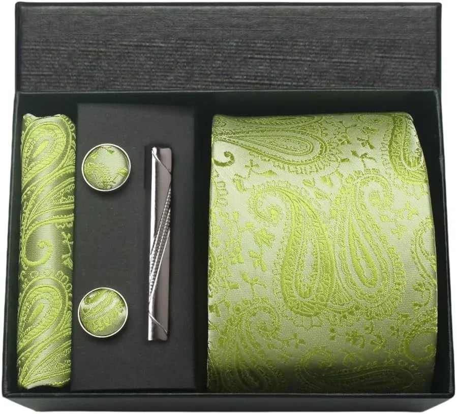 Coffret cravate mariage pochette et boutons manchette