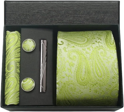 Coffret cravate mariage pochette et boutons manchette