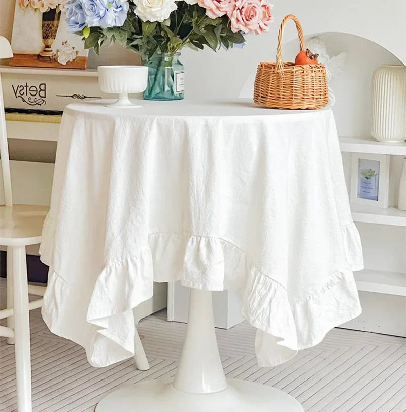 Nappe Ronde Coton Volants Mariage