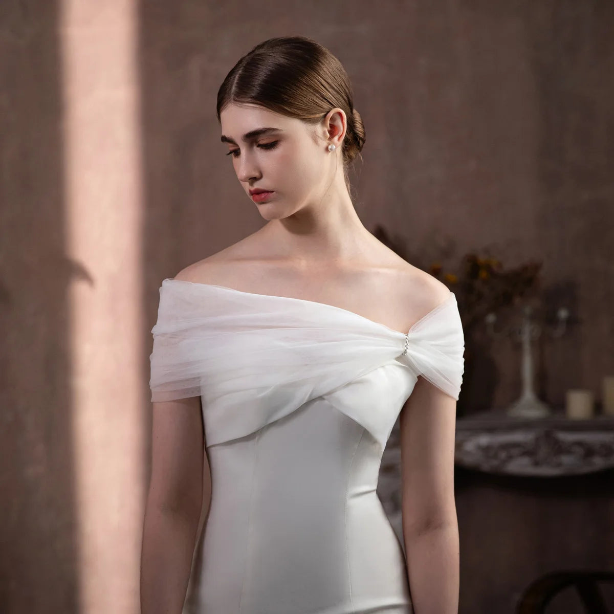Étole Mariée Tulle Épaules Dénudées