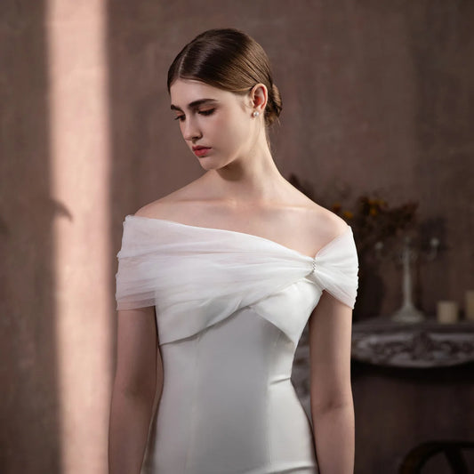 Étole Mariée Tulle Épaules Dénudées