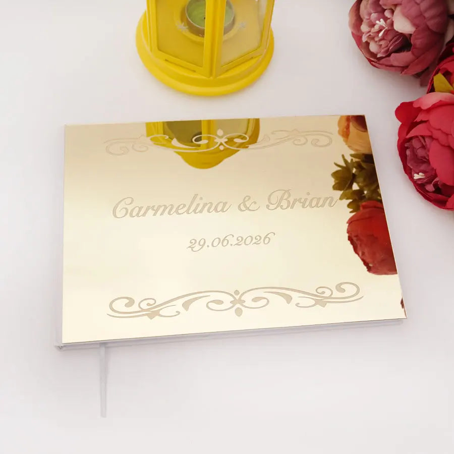 Livre d'Or Mariage Miroir Personnalisé Format Paysage 25x18 cm