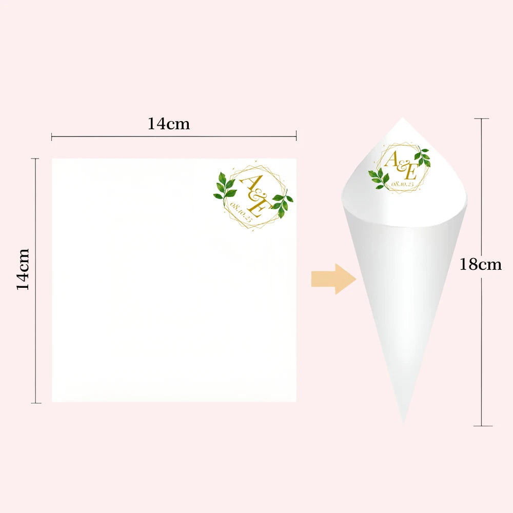 Cônes à confettis mariage personnalisés