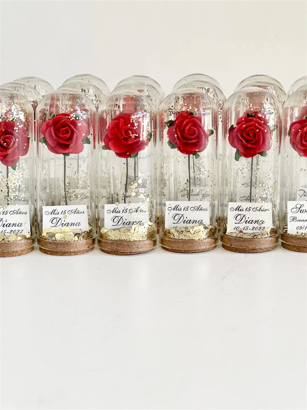 Cadeau invité mariage rose sous cloche — vue 33